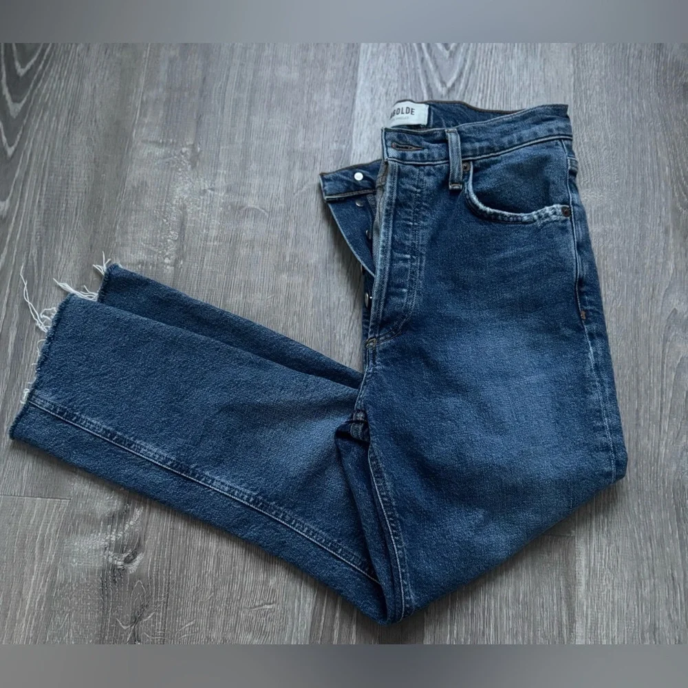Agolde Women's Straight-Leg Dark Blue Button-Fly Jeans size 25